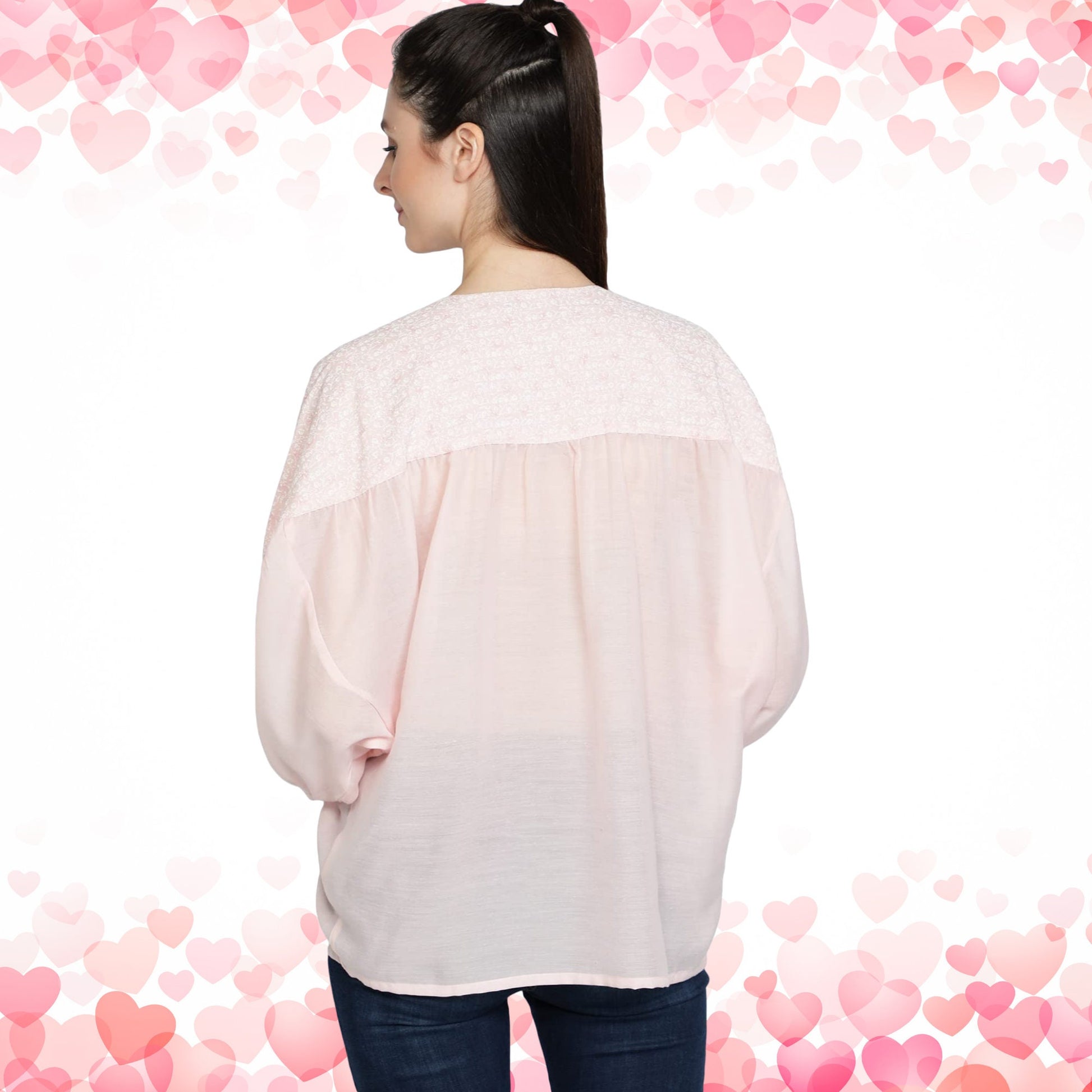 women's_pink_top  Round_neck_top  printed_pink_top  Pink_top  Pink_blouse  modern_style_top  Light_pink_top  Gift_for_her_top  Extended_sleeves  Designer_top  Beautiful_top  3_by_4_sleeves_top