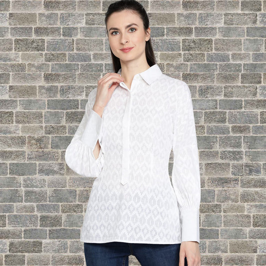 Women's_Casual_Shirt  white_cotton_shirt  Round_Neck_Top  Long_Sleeves_Top  Long_Sleeves_Shirt  gift_for_her  For_her_Top  For_her_clothing  designer_shirt  Cotton_Jacquard  Casual_women's_Top  Button_Down_Shirt  Button_Blouse