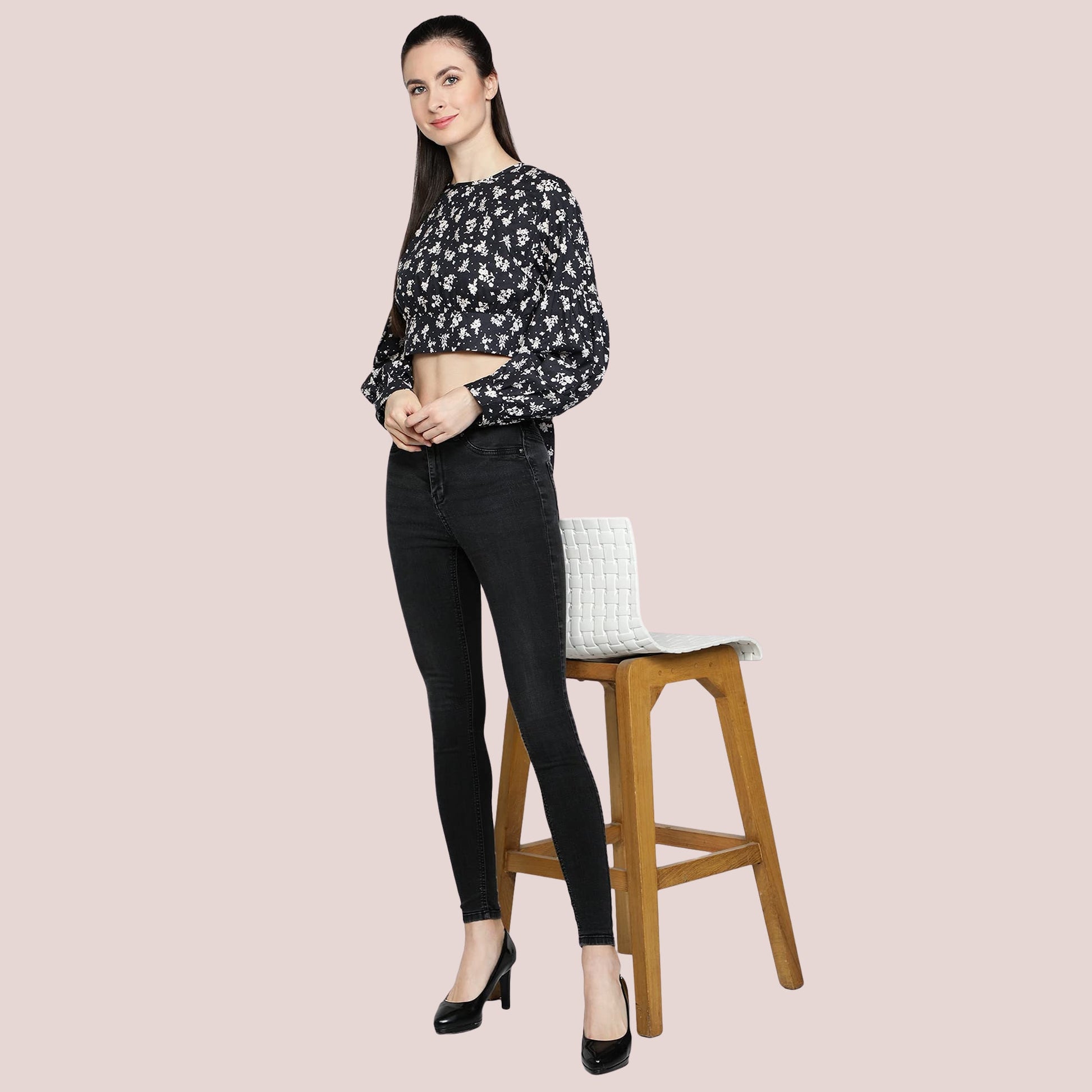 Top_for_Women  short_sexy_blouse  Sexy_Top  Romantic_Top  long_sleeves_top  Long_Sleeves_Blouse  for_her_top  Floral_Printed_Top  floral_print_top  designer_top  Cotton_printed_top  Bow_tie_top  Black_Printed_Top